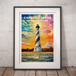 Cape Hatteras National Seashore Poster | Scenic Wall Art Print | Iconic Landmark and Landscape Decor | Outdoor Nature Hiking & Camping Gift