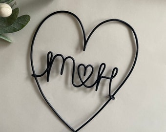 Wire initials inside heart, valentines gift, wedding gift, anniversary gift