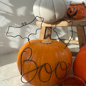 Halloween pumpkin wire decorations, boo, bat and ghost set