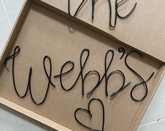 NEW* Wire Family name sign, family name wall art, wire art, wire typography, wedding, anniversary, engagement gift