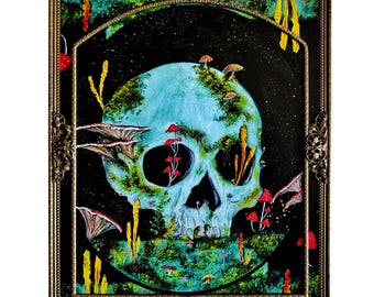 Fungi Skull Art Print 8x10