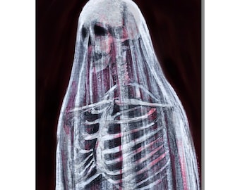 5x7” Art Print | Skeleton Ghost | Horror | Spooky | Weird | Dark Artwork