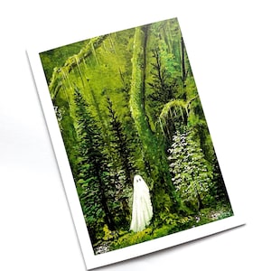 Carte de voeux Mossy Forest Ghost A7 Impression artistique