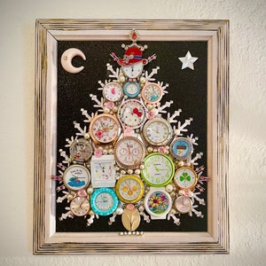 Christmas Tree, Framed Jewelry & Watches One of a Kind Art, Unique Gift, Home Decor