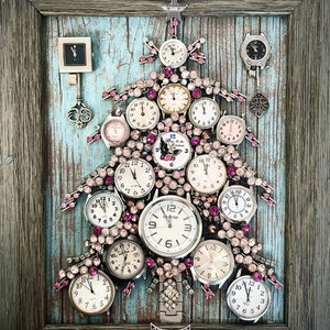 Christmas Tree, Framed Jewelry & Watches One of a Kind Art, Unique Gift,  Home Decor