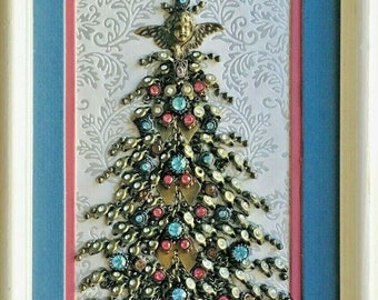 Christmas Tree, Framed Jewelry One of a Kind Art, Unique Gift, Home ...