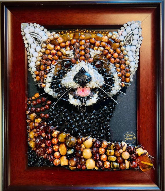 Red Panda, Framed Jewelry Art, Unique Wall Decor