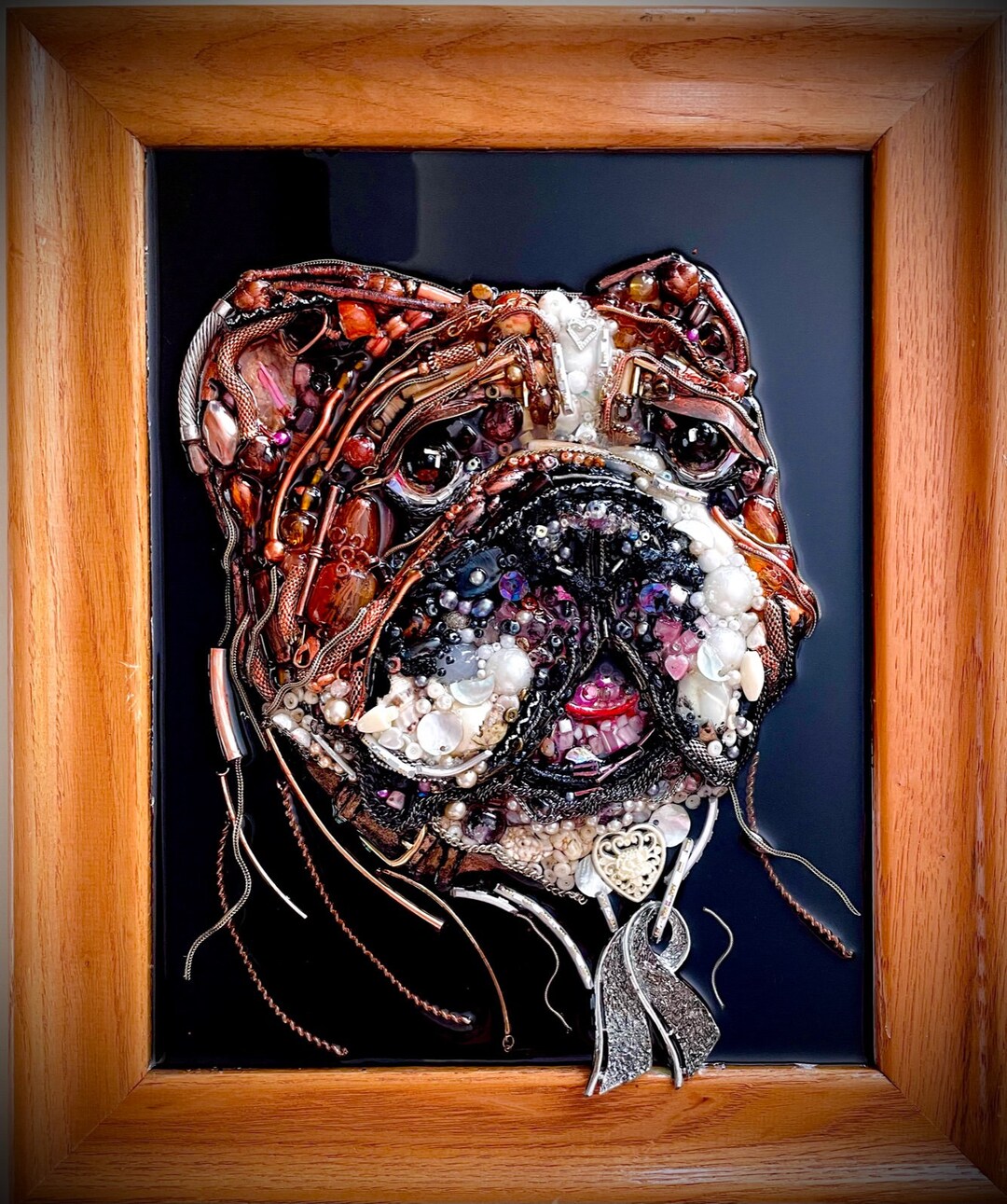 Dog Portrait Framed Jewelry One of a Kind Art Wall Decor Etsy