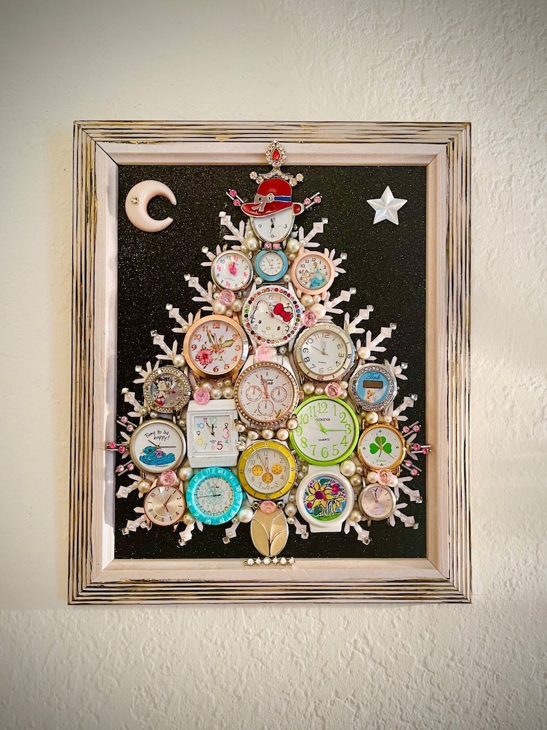 Christmas Tree, Framed Jewelry & Watches One of a Kind Art, Unique Gift, Home Decor Bild 1