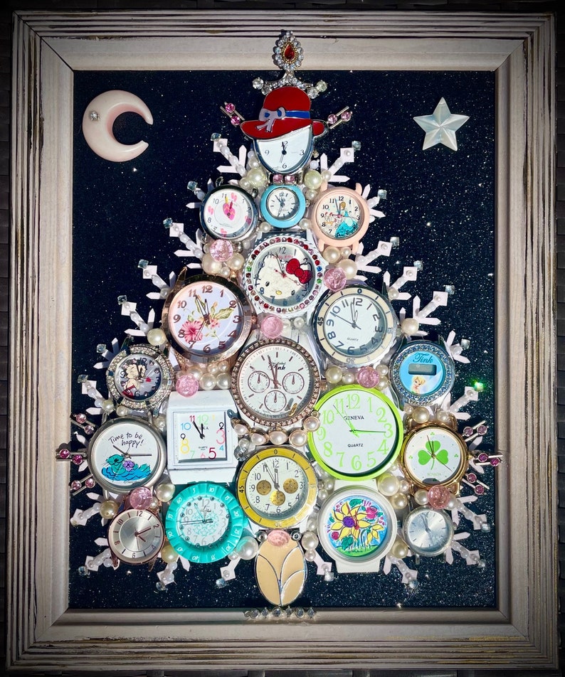 Christmas Tree, Framed Jewelry & Watches One of a Kind Art, Unique Gift, Home Decor Bild 4