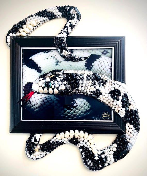 Amazing Snake, Framed Jewelry One of a Kind Art, Unique Gift, Home Decor