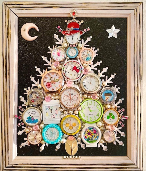 Christmas Tree, Framed Jewelry & Watches One of a Kind Art, Unique Gift, Home Decor