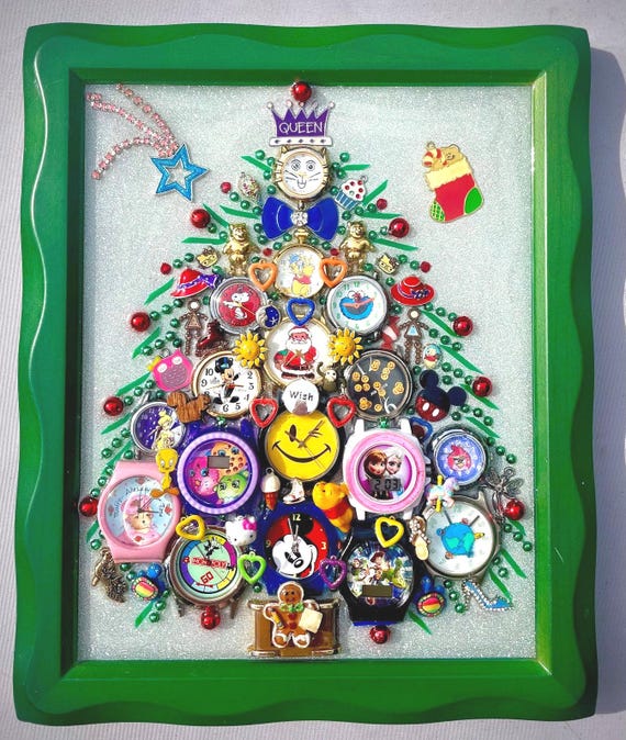 Christmas Tree, Framed Jewelry & Watches One of a Kind Art, Unique Gift, Home Decor