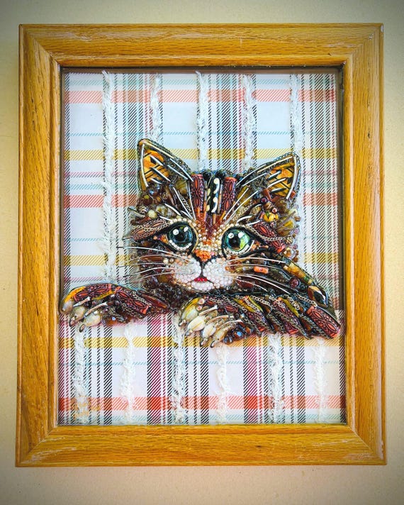Kitten, Framed Jewelry Art, One-of-a-Kind Home Decor