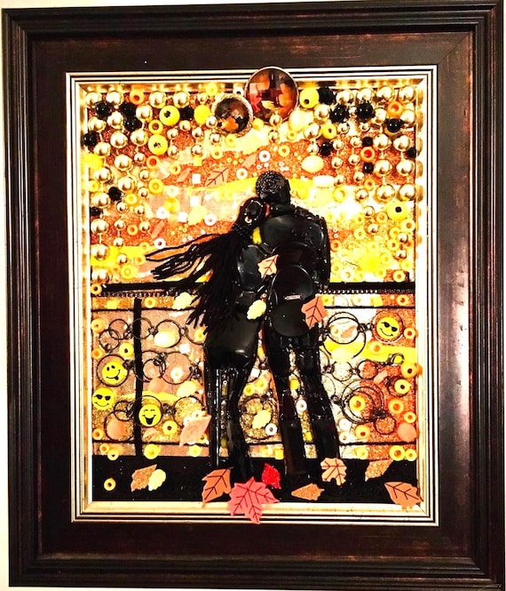 Autumn Romance, Framed Jewelry One of a Kind Art