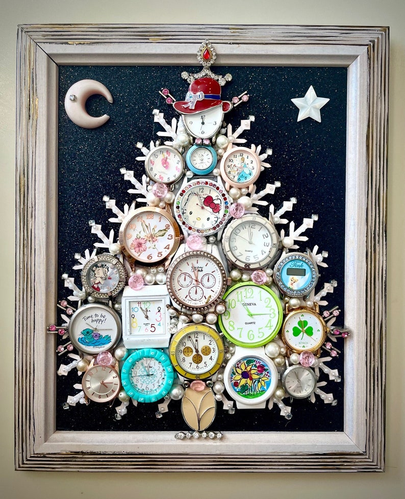 Christmas Tree, Framed Jewelry & Watches One of a Kind Art, Unique Gift, Home Decor Bild 2