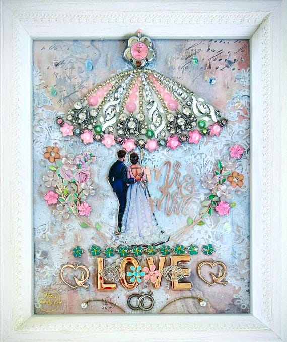 Wedding Anniversary, Framed Jewelry Art, One-of-a-Kind Home Decor, Gift