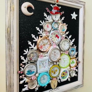 Christmas Tree, Framed Jewelry & Watches One of a Kind Art, Unique Gift, Home Decor Bild 6