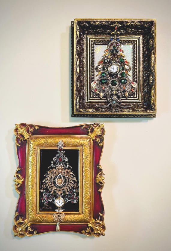 Christmas Tree, Framed Jewelry Art