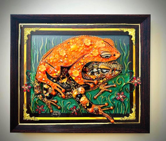 Frog Framed Jewelry Art: One-of-a-Kind Home Decor