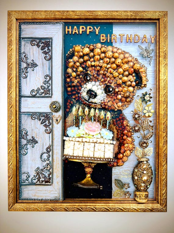 Teddy Bear, Framed Jewelry Art, Unique Birthday Decor