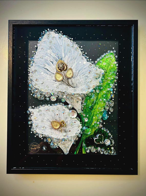 Calla Lily, Framed Jewelry One of a Kind Art, Unique Gift, Home Decor