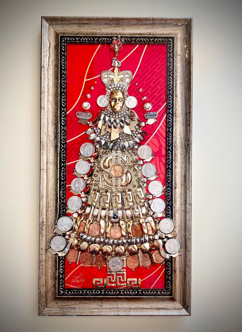 Money Christmas Tree Good Luck Symbol Framed Jewelry One of - Etsy