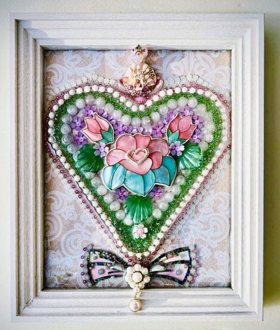 Heart, Framed Jewelry Art, Wall Decor