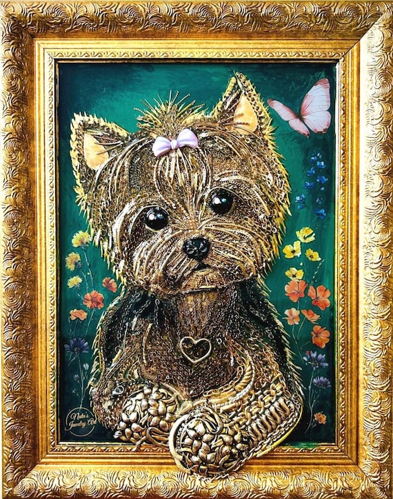 Dog Portrait, Framed Jewelry Art