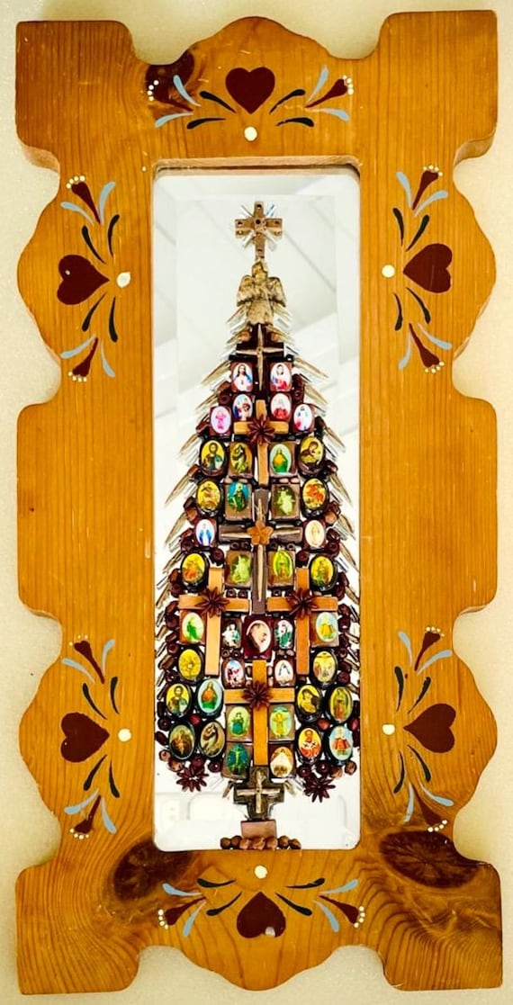 Wood Christmas Tree, Framed Jewelry One of a Kind Art, Unique Gift, Home Decor