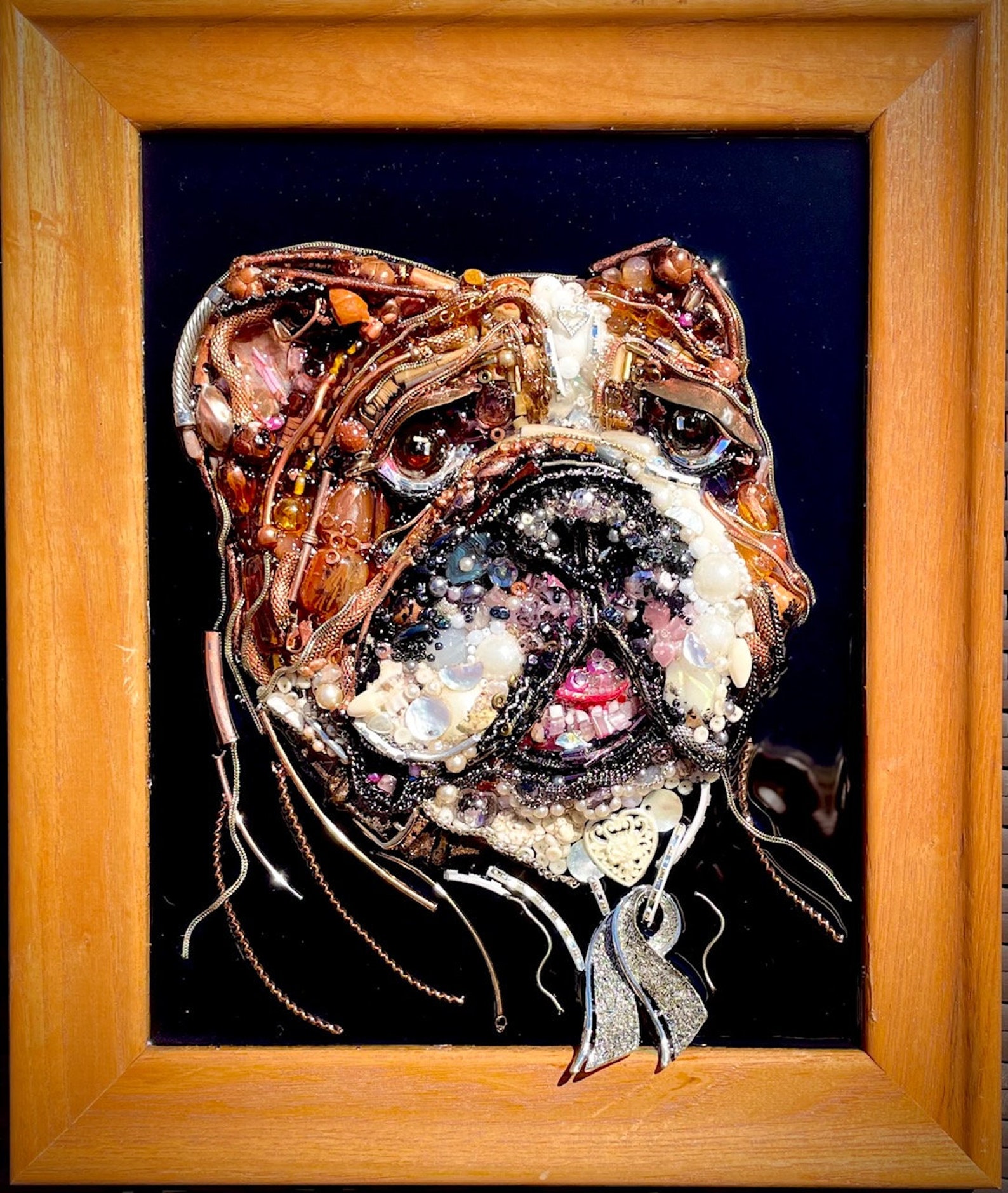 Dog Portrait Framed Jewelry One of a Kind Art Wall Decor Etsy