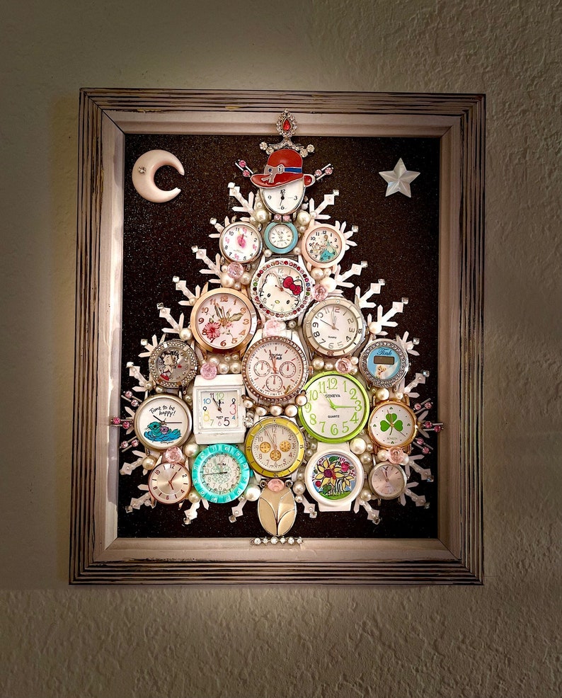 Christmas Tree, Framed Jewelry & Watches One of a Kind Art, Unique Gift, Home Decor Bild 9