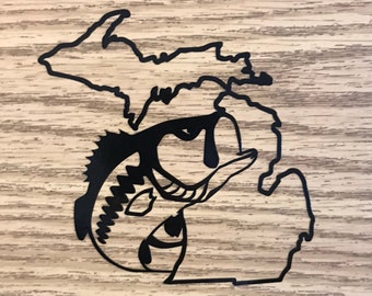 Michigan Fish Decal, For Windows, Wood, laptops, etc.