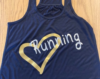 Heart Running Tank/ Running Tank/ Women's Tank Top/ Running Shirt/ Running Gift/ Runner