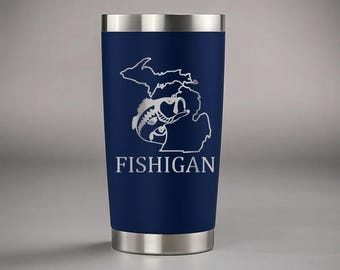 Fish Michigan - Fishigan - 20oz Stainless Steel Tumbler - Michigan