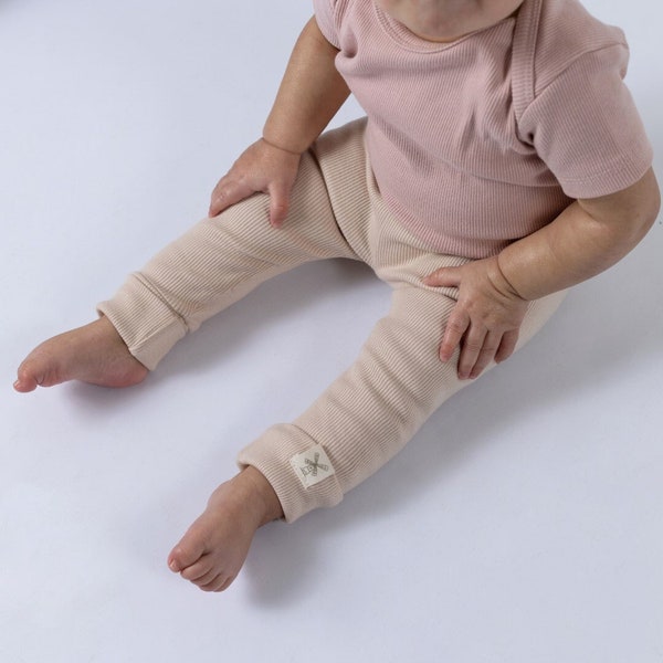 Leggings mit Rolled Bündchen | Schwere gerippte Bio-Baumwolle | Baby, Kleinkind, Kinder