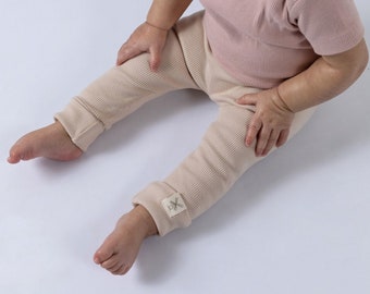 Leggings mit Rolled Bündchen | Schwere gerippte Bio-Baumwolle | Baby, Kleinkind, Kinder