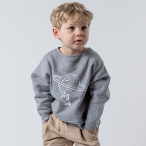 Organic Grey Kids Sweatshirt | Astronaut Graphic Jumper, Designed in UK