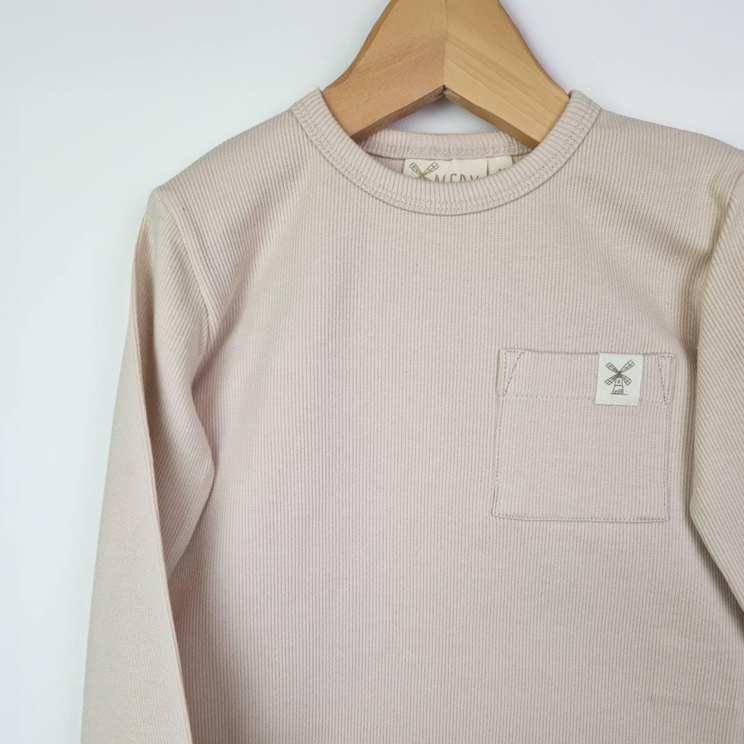 Organic Cotton Ribbed Kids Long Sleeve Top | Unisex Beige T-shirt - Etsy