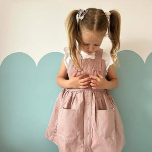 Organic Girls Cotton Dress with Straps – Adjustable Summer Pinafore Dress – Organic Twill – Handmade in Small Batches – UK Design