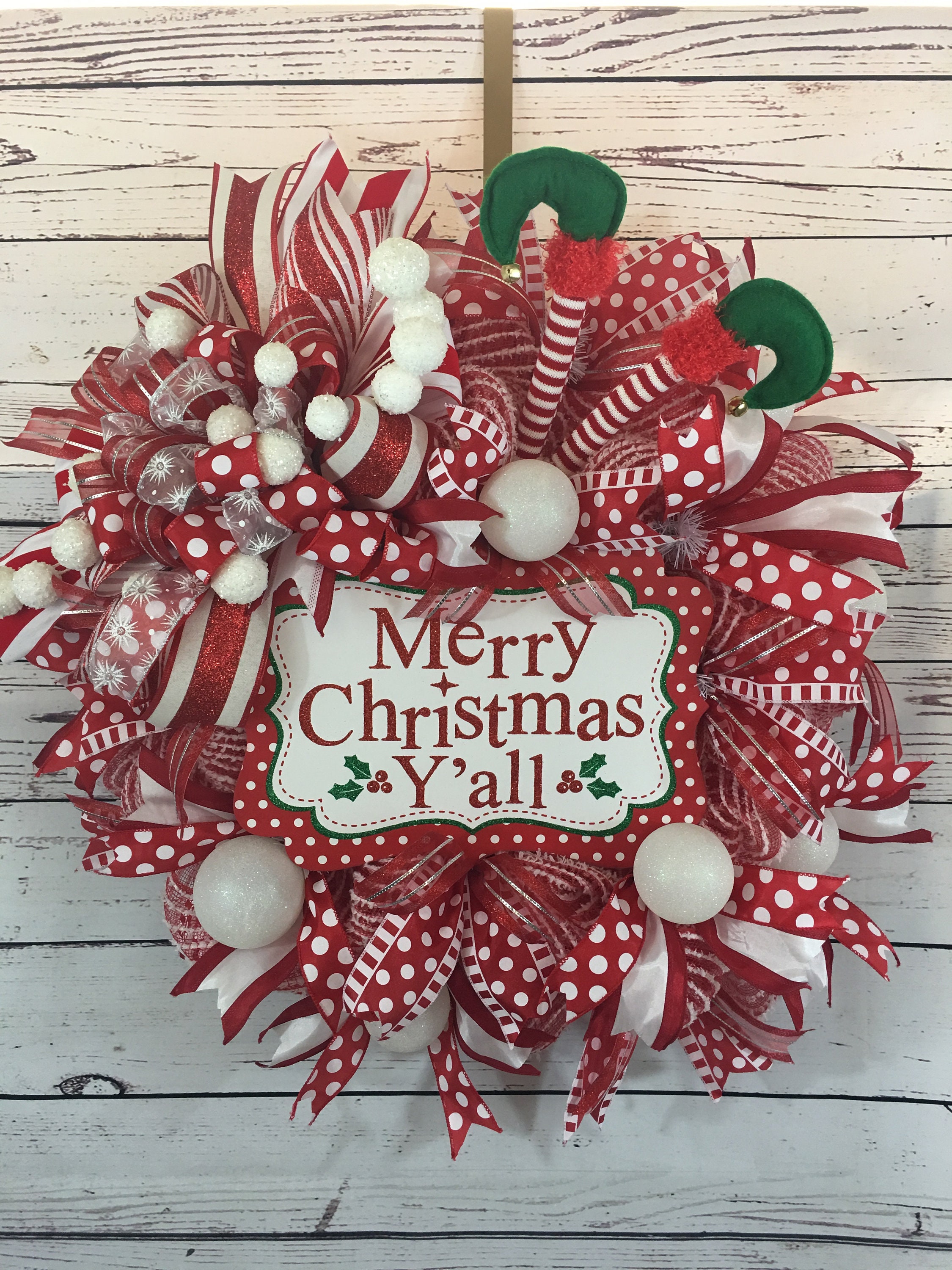Joyeux Noël y ' All couronne de Noël couronne de porte | Etsy