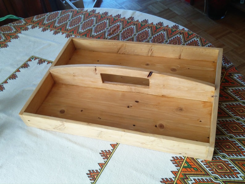 Reclaimed Wood Serving Tray w Center Handle