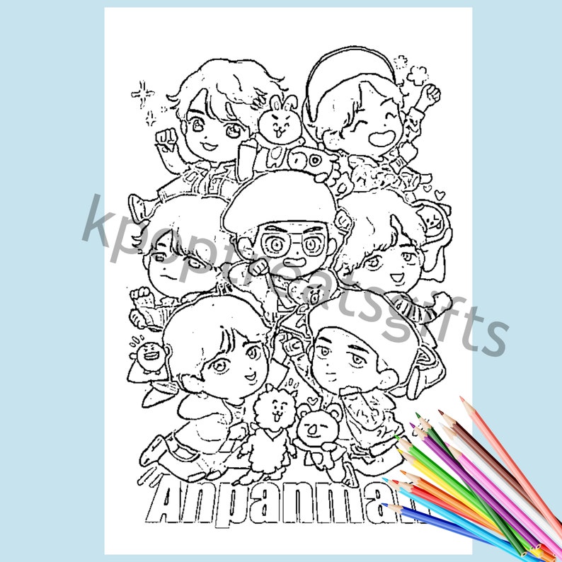Download PRINTABLE BTS COLOURING Pages Digital Download | Etsy