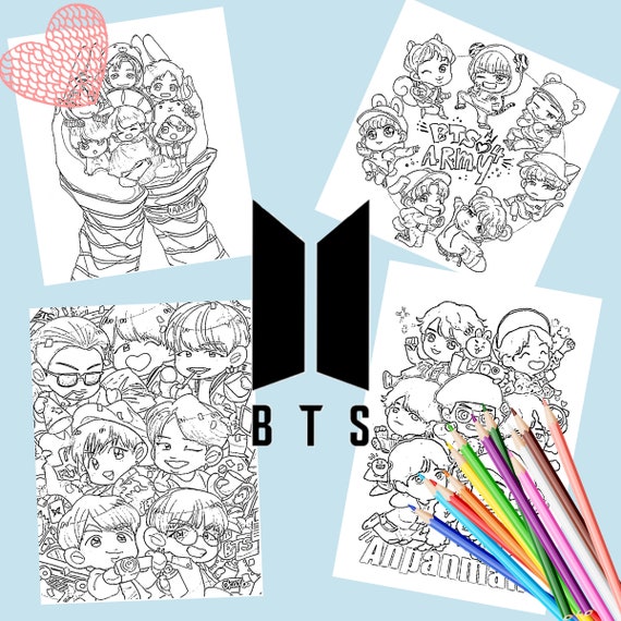 Download Printable Bts Colouring Pages Digital Download Etsy