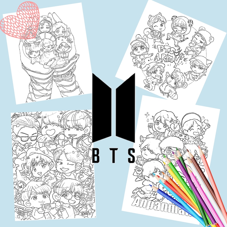 Download PRINTABLE BTS COLOURING Pages Digital Download | Etsy