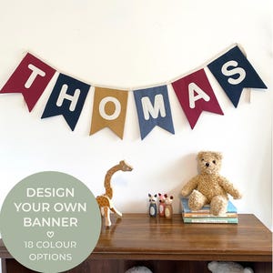 Large Custom Fabric Name Banner: Personalized Nursery Wall Decor, Kids Playroom Art