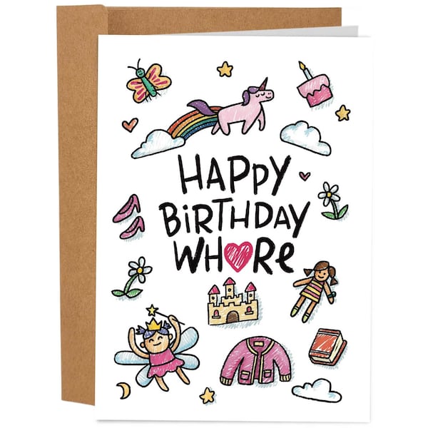 Happy Birthday Whore Funny Birthday Card, Bday Card For Friend, Rude Greeting Card, Birthday Gift For Her, Snarky Birthday Card, Hoe