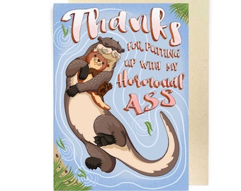 Thanks For Putting Up With My Hormonal Ass, Funny Mother's Day Card, Cute Valentine's Greeting Card For Her, Sweet Birthday Card For Mom
