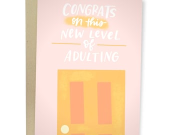 Congrats On New Level Of Adulting, Funny New House, Funny Moving Greeting Card, Funny Congratulations Joke Card Homeowner For Friend