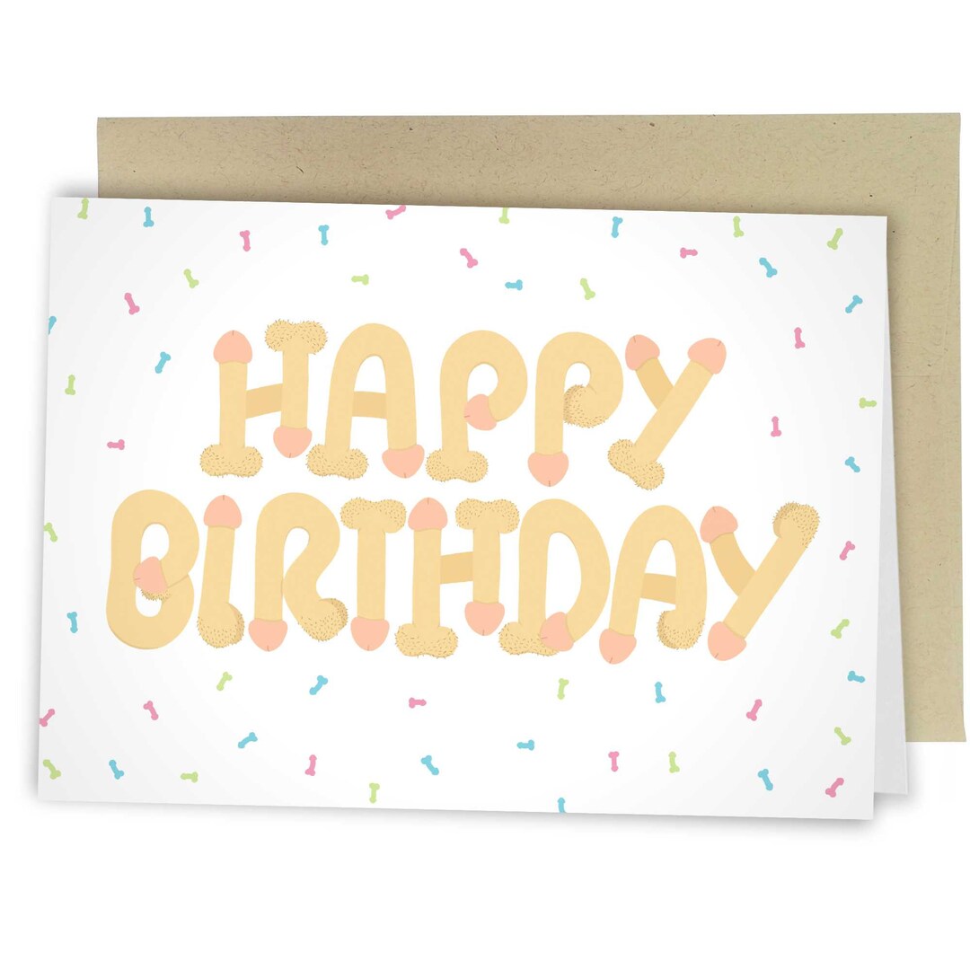 Happy Birthday Penis, Funny Birthday Card, Naughty Dick Greeting Card ...